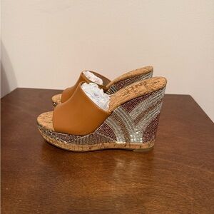 INC International Concepts Tan Mules with Cork Sole